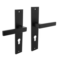 Brico Intersteel Deurklink Op Plaat Hera 245X45 Mm Profielcilindergat 72Mm Matzwart- Deurbeslag