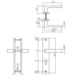 Brico Intersteel Deurklink Op Plaat Hera 245X45 Mm Profielcilindergat 72Mm Matzwart- Deurbeslag