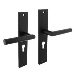 Brico Intersteel Deurklink Op Plaat Bastian 245X45Mm Profielcilindergat 55Mm Matzwart- Deurbeslag