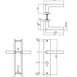 Brico Intersteel Deurklink Op Plaat Bastian 245X45Mm Profielcilindergat 55Mm Matzwart- Deurbeslag