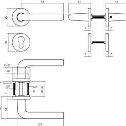 Brico Intersteel Deurklink Op Rozet Derby O50X7Mm + Nokken 7Mm Met Cilinderrozetten Zwart- Deurbeslag
