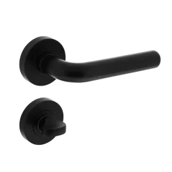Brico Intersteel Deurklink Op Rozet Agatha O52X10 Mm Met Nokken En Wc-Slot Met Stang 8X8Mm Zwart- Deurbeslag