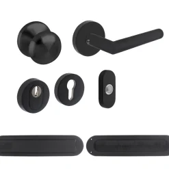 Brico Intersteel Veiligheidsbeslag Set Voordeur Skg*** Ronde Rozet Rvs Zwart- Deurbeveiliging