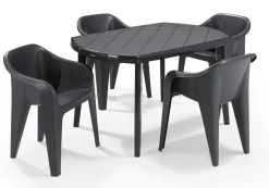 Brico Jardin Tuintafel Elise Ovaal Kunststof Grafiet 137X90Cm- Tuintafels