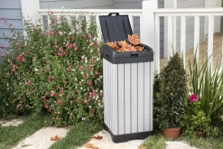 Vuilnisbakken|Brico Keter Afvalbak Rockford 124L Grijs 41X41X87,4Cm Buiten