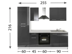 Complete Keukens|Brico Keukenblok Mara 250Cm Glanzend Zwart