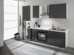 Complete Keukens|Brico Keukenblok Mara 250Cm Glanzend Zwart