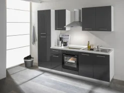 Complete Keukens|Brico Keukenblok Mara 250Cm Glanzend Zwart