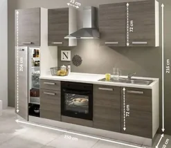 Complete Keukens|Brico Keukenblok Sofia 250Cm Notenhout Bruin