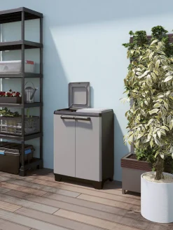 Vuilnisbakken|Brico Kis Recycling Kast Split Premium Grijs 2X110L