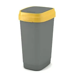 Vuilnisbakken|Brico Kis Vuilsnisbak 'Dual Swing Eco' Geel En Grijs 50 L