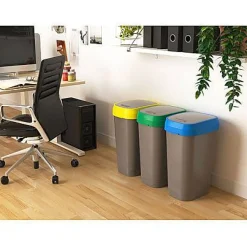 Vuilnisbakken|Brico Kis Vuilsnisbak 'Dual Swing Eco' Geel En Grijs 50 L