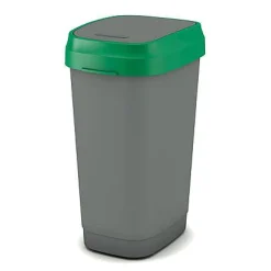 Vuilnisbakken|Brico Kis Vuilsnisbak 'Dual Swing Eco' Groen En Grijs 50 L