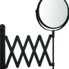 Spiegels|Brico Make-Up Spiegel Rond 3X Vergrotend Uittrekbaar Zwart O15Cm