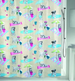Douchegordijnen|Brico Msv Douchegordijn Beach Dogs Multikleur 180Cm