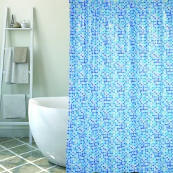 Douchegordijnen|Brico Msv Douchegordijn Concept Blauw 180Cm