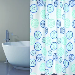 Douchegordijnen|Brico Msv Douchegordijn Dots Blauw 180Cm