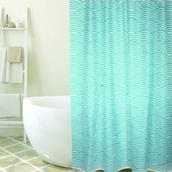 Douchegordijnen|Brico Msv Douchegordijn Wave Blauw 180Cm