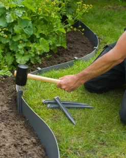 Brico Nature Grondpennen Voor Tuinborder Polyethyleen Grijs 1,9X1,8X26,7Cm 10 Stuks- Opsluitbanden & Boordstenen