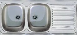 Keukenbladen & Spoelbakken|Brico Nord Inox Spoelbak 2 Kommen + Afdruipplaat Omkeerbaar 116X50Cm Roestvrij Staal