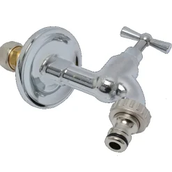 Buitenkranen|Brico Sanivesk Meerlagen Buitenkraan Met Rozet Chroom (Knel X Buitendraad) 16X2Mm X 1/2"