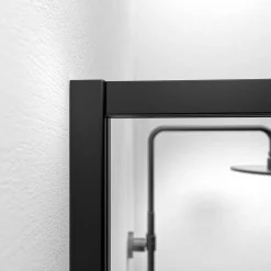 Douchedeuren|Brico Sealskin Contour Schuifdeur Voor Nis 140Cm, 200Cm Hoog |Zwart 6Mm Helder Veiligheidsglas