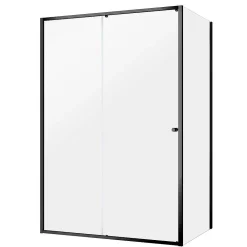 Douchedeuren|Brico Sealskin Contour Schuifdeur Met Zijwand 120X90Cm, 200Cm Hoog |Zwart 6Mm Helder Veiligheidsglas