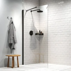 Douchewanden & Inloopdouches|Brico Sealskin Hooked Inloopdouche Type A3 120X200Cm| 6Mm Helder Veiligheidsglas Met Antikalklaag Matzwart
