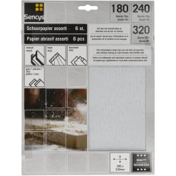 Brico Sencys Schuurvel Wit Mix P180/240/320 6St- Schuurpapier