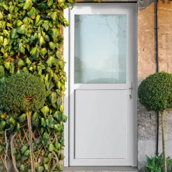 Brico Solid Buitendeur Esterno E01 1/2 Beglaasd Wit Rechts 98X218Cm- Voordeuren