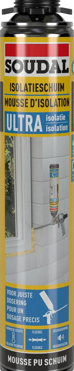 Isolatieschuim|Brico Soudal Pu Isolatieschuim Pistool Ultra Isolatie 750Ml