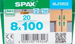 Brico Spax Schroef 'Hi.Force' Rvs 8X100Mm 20 Stuks- Schroeven