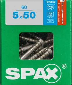 Brico Spax Terrasschroef A2 Inox 50X5Mm 60 St- Tuinbeslag & Terrasschroeven