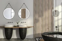 Spiegels|Brico Spiegel Barber Rond Met Verlichting Touch Sensor En Spiegelverwarming Zwart O75Cm