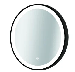 Spiegels|Brico Spiegel Swann Rond Met Ledverlichting Touch Schakelaar En Spiegelverwarming Zwart O90Cm