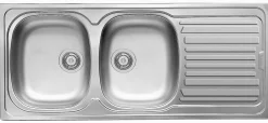 Keukenbladen & Spoelbakken|Brico Spoelbak Auror 2 Bakken 116X50Cm Met Afdruiprek Rvs
