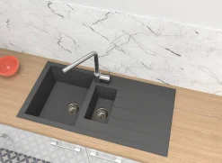 Keukenbladen & Spoelbakken|Brico Spoelbak Cube 1,5 Bak 100X50X21Cm Composiet Betongrijs