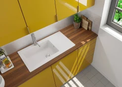 Keukenbladen & Spoelbakken|Brico Spoelbak Einna 1 Xl Bak 86X50X20Cm Composiet Wit