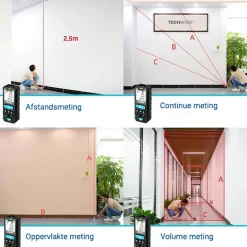 Lasermeters|Brico Techweise Laser Afstandsmeter 70M - Met Alle Meetopties