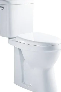 Duoblok Toiletten|Brico Van Marcke Duoblok Toilet X-Joy I Pk Aansluiting I Verhoogd I Quick Release & Soft-Close Toiletzitting I Randloos Toiletpot Wit