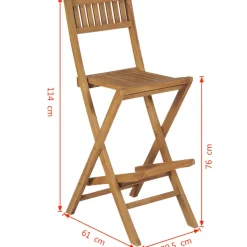 Brico Vidaxl Tuinbarkrukken Inklapbaar 2 St Massief Teakhout- Tuinstoelen