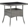 Brico Vidaxl Tuintafel Poly Rattan En Glas Grijs- Tuintafels