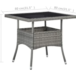 Brico Vidaxl Tuintafel Poly Rattan En Glas Grijs- Tuintafels