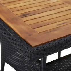Brico Vidaxl Tuintafel Poly Rattan En Massief Acaciahout Zwart- Tuintafels