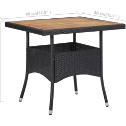 Brico Vidaxl Tuintafel Poly Rattan En Massief Acaciahout Zwart- Tuintafels