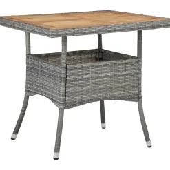 Brico Vidaxl Tuintafel Poly Rattan En Massief Acaciahout Grijs- Tuintafels