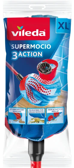 Schoonmaakbenodigdheden|Brico Vileda Super Mocio Triple Action 3D Telescopische Steel