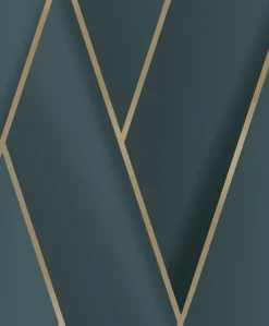 Brico Vinylbehang Chevron 3D Groen-Goud- Vinylbehang