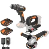 Boormachines|Brico Worx Boormachine, Decoupeerzaag En Haakseslijper Set Wx955 20V (2 Accu'S)