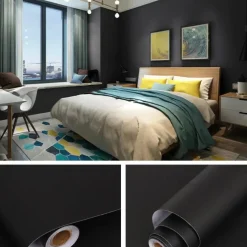 Brico Zelfklevend Behang - Vinyl - Zwart - Zwart Effen - Nero Solido - 122Cmx10M- Vinylbehang